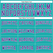 Custom Aqua Purple-White Long Sleeve Performance T-Shirt