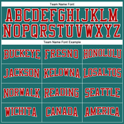 Custom Aqua Red-White Long Sleeve Performance T-Shirt