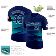 Custom Navy Blue-Aqua 3D Esports Performance T-Shirt