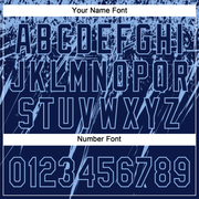 Custom Navy Light Blue 3D Pattern Abstract Sharp Shape Two-Button Unisex Softball Jersey