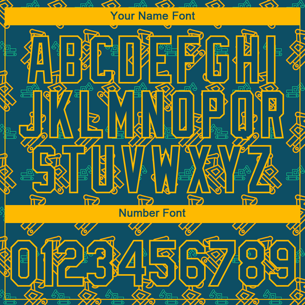 Custom Midnight Green Gold 3D Pattern Design Machine Excavator Labor Day Performance T-Shirt