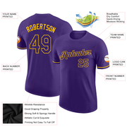 Custom Purple Purple-Gold Performance T-Shirt