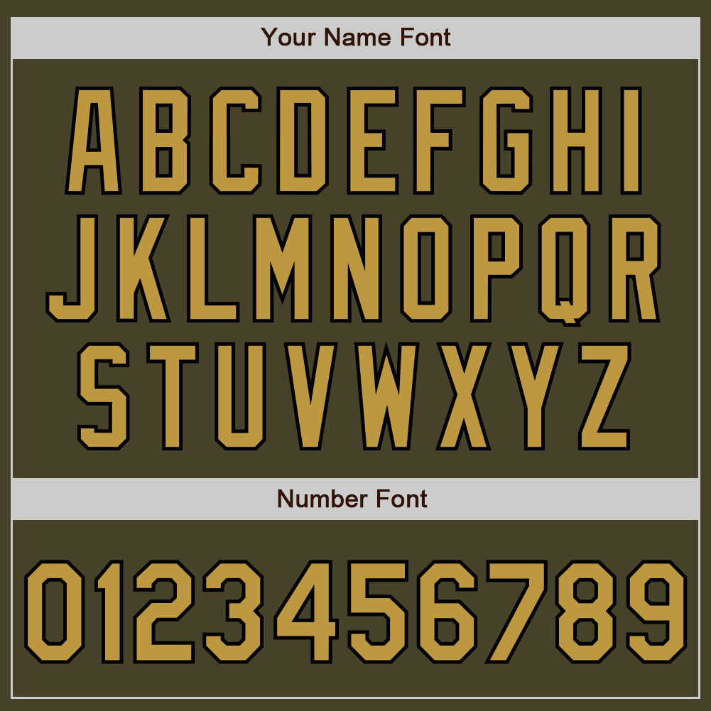 Custom Olive Black Pinstripe Old Gold Salute To Service Two-Button Unisex Softball Jersey