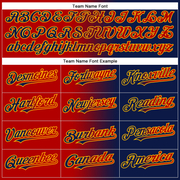 Custom Navy Red-Gold Gradient Fashion Two-Button Unisex Softball Jersey