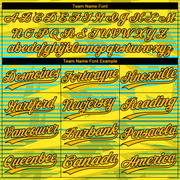 Custom Gold Gold Black-Light Blue 3D Pattern Two-Button Unisex Softball Jersey