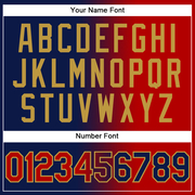 Custom Navy Red-Old Gold Gradient Fashion Two-Button Unisex Softball Jersey