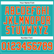 Custom Aqua Orange-White Long Sleeve Performance T-Shirt