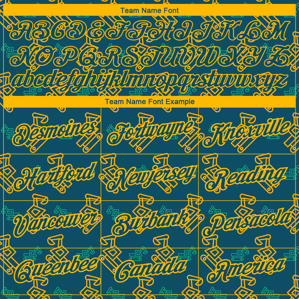 Custom Midnight Green Gold 3D Pattern Design Machine Excavator Labor Day Performance T-Shirt