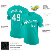 Custom Aqua White Performance T-Shirt