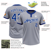 Custom Gray Royal Pinstripe White Two-Button Unisex Softball Jersey