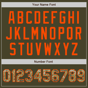 Custom Olive Orange Pinstripe Camo Salute To Service Two-Button Unisex Softball Jersey