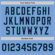 Custom Light Blue Teal Pinstripe Navy-Gray Two-Button Unisex Softball Jersey