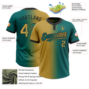Custom Teal Old Gold-Black Gradient Fashion Two-Button Unisex Softball Jersey