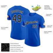 Custom Thunder Blue Black-White Performance T-Shirt