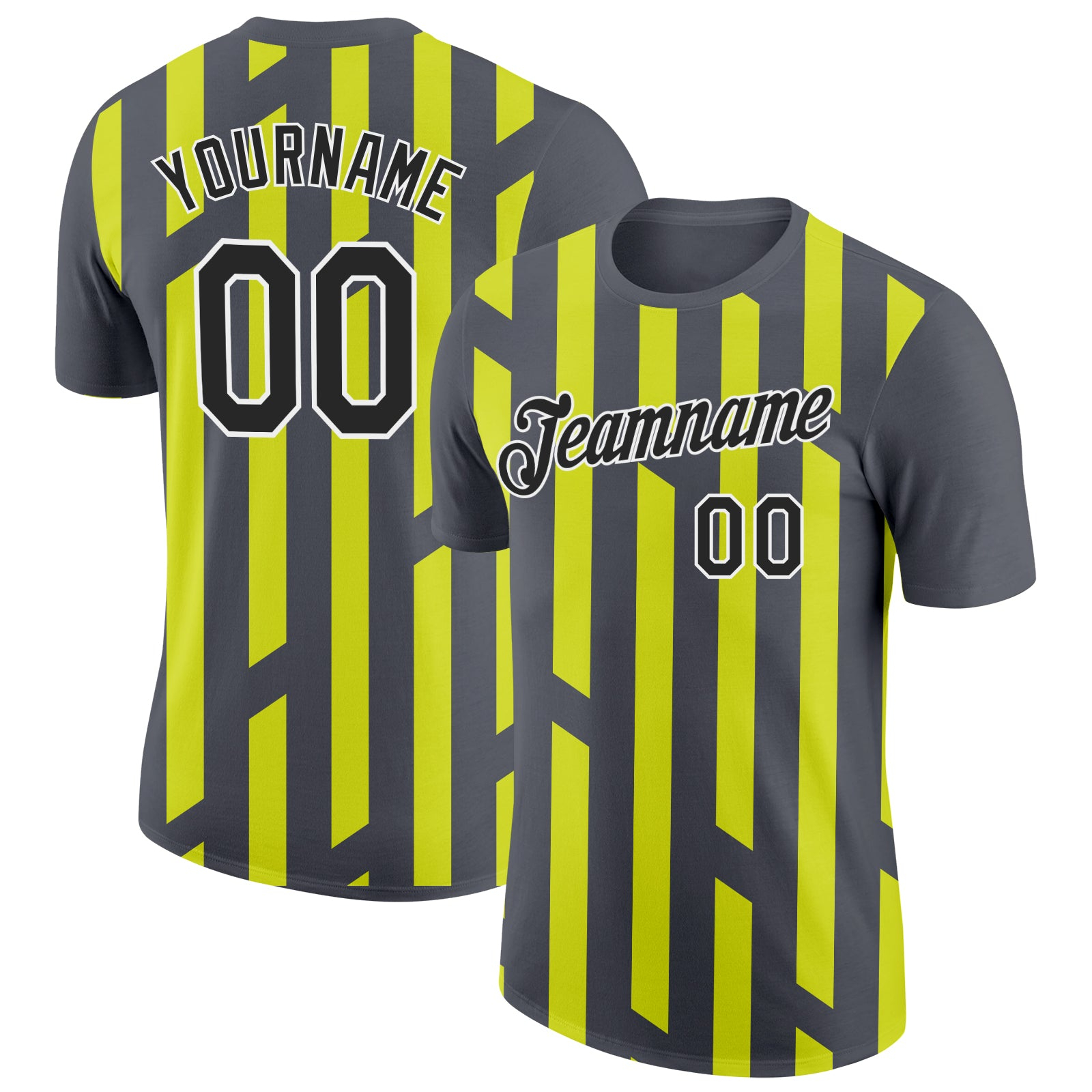 Custom Steel Gray Black-Neon Yellow 3D Esports Performance T-Shirt