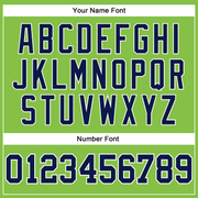 Custom Neon Green Navy-White Long Sleeve Performance T-Shirt