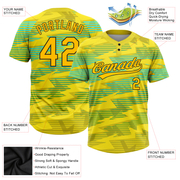 Custom Gold Gold Black-Light Blue 3D Pattern Two-Button Unisex Softball Jersey