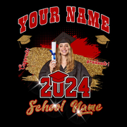 Custom Black Red-White 3D Graduation Performance T-Shirt