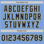 Custom Light Blue Navy Pinstripe Gold Two-Button Unisex Softball Jersey