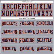 Custom Gray Navy-Orange Long Sleeve Performance T-Shirt