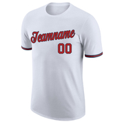 Custom White Red-Navy Performance T-Shirt