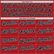 Custom Red Gray Pinstripe Black Two-Button Unisex Softball Jersey