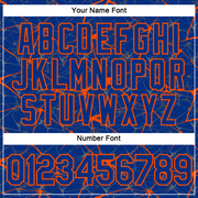 Custom Royal Orange 3D Pattern Design Abstract Network Performance T-Shirt