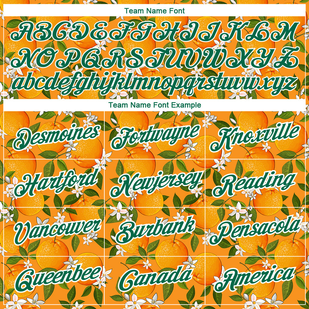 Custom Orange Kelly Green-White 3D Pattern Design Orange Citrus Fruit Performance T-Shirt