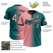 Custom Teal Medium Pink-Black Gradient Fashion Two-Button Unisex Softball Jersey