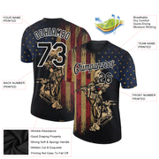 Custom Black White 3D Soldier And American Flag Performance T-Shirt