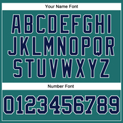 Custom Aqua Navy-White Long Sleeve Performance T-Shirt