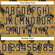 Custom Old Gold Black-White 3D Pattern Design Cowboy Rodeo Performance T-Shirt