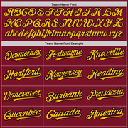 Custom Crimson Black Pinstripe Gold Two-Button Unisex Softball Jersey