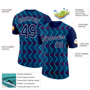 Custom Navy Ice Blue-Red 3D Esports Performance T-Shirt