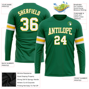 Custom Kelly Green White-Gold Long Sleeve Performance Salute To Service T-Shirt