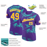 Custom Purple Gold-Aqua 3D Esports Performance T-Shirt
