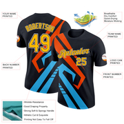 Custom Black Gold Sky Blue-Orange 3D Esports Performance T-Shirt