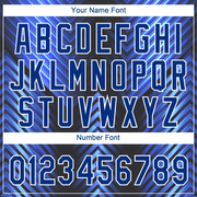 Custom Black Royal-Powder Blue 3D Pattern Two-Button Unisex Softball Jersey