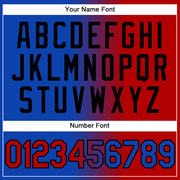 Custom Thunder Blue Red-Black Gradient Fashion Two-Button Unisex Softball Jersey