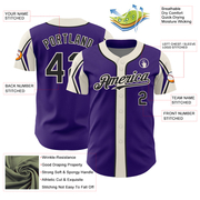 Custom Purple Black-Cream 3 Colors Arm Shapes Authentic Baseball Jersey