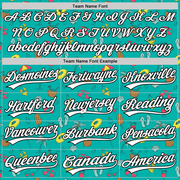 Custom Aqua White-Black 3D Hawaii Tropical Palm Tree And Beach Authentic Baseball Jersey