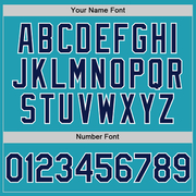 Custom Teal Navy-White Mesh Authentic Throwback Baseball Jersey