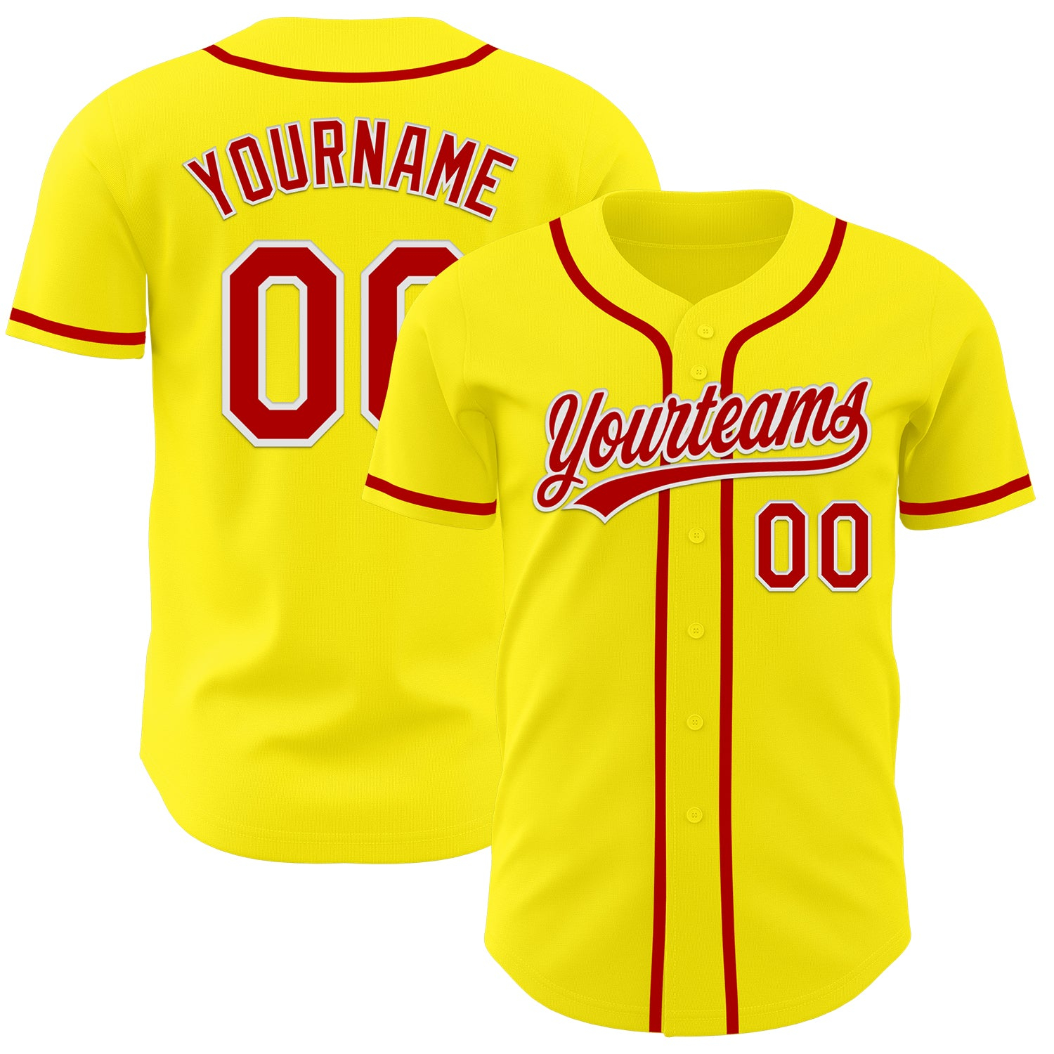 Custom Light Yellow Red-White Authentic Baseball Jersey