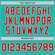 Custom Aqua Red-White Line Authentic Baseball Jersey