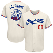 Custom Cream Red-Royal Authentic Baseball Jersey