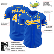 Custom Thunder Blue Gold-White Authentic Baseball Jersey