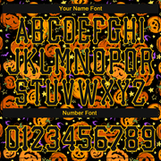 Custom 3D Pattern Halloween Pumpkins Bats Stars Long Sleeve Performance T-Shirt