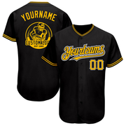 Custom Black Gold-Yellow Authentic Baseball Jersey