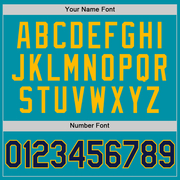 Custom Teal Navy-Gold Authentic Throwback Baseball Jersey