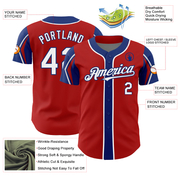 Custom Red White-Royal 3 Colors Arm Shapes Authentic Baseball Jersey